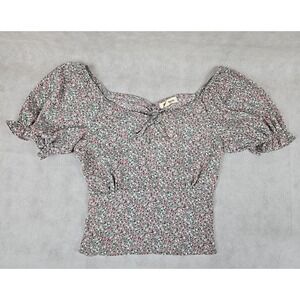 Blue Moon Top Womens Size Medium Floral Print Short Sleeve NWT